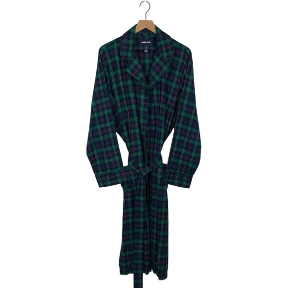 Lands’ End Tartan Plaid Flannel Robe - Picture 2 of 8